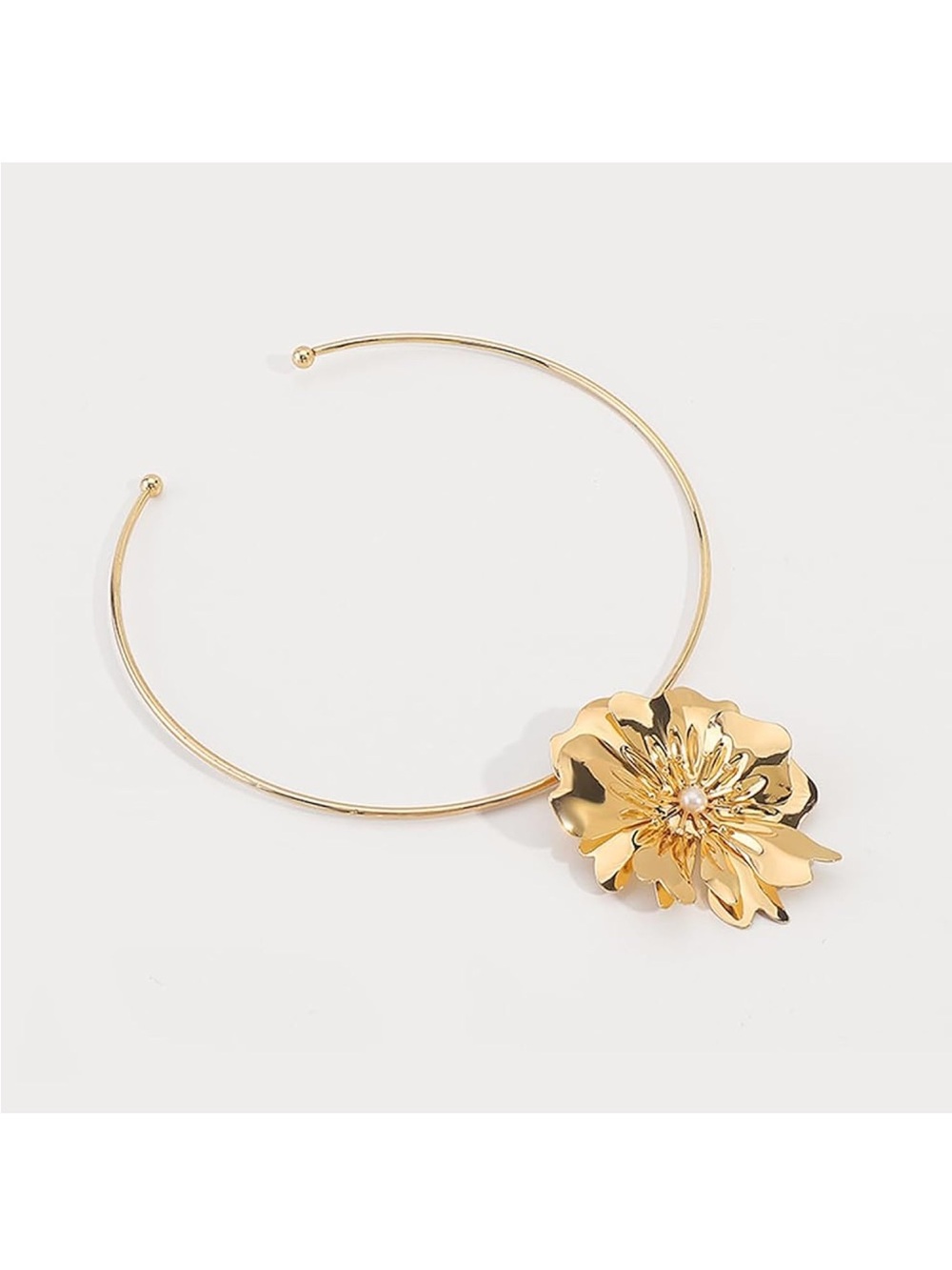 Women's Golden Flower Thick Necklace, Choker with Big Flower Fashion Flower